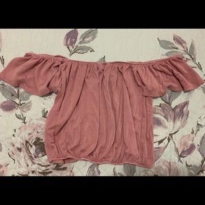 cute pink cropped blouse (off the shoulder)